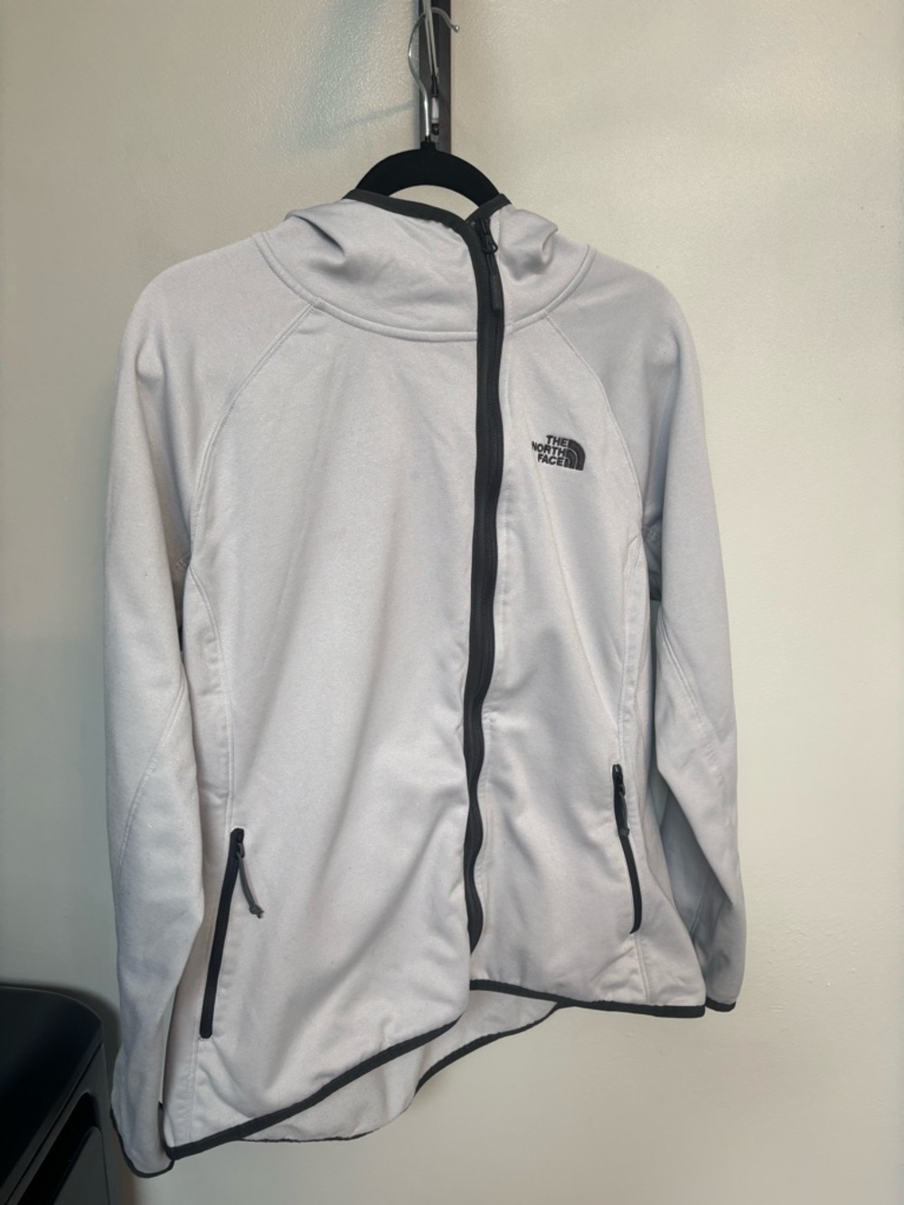 The North Face Light Gray and Black Full-Zip Fleece Hoodie